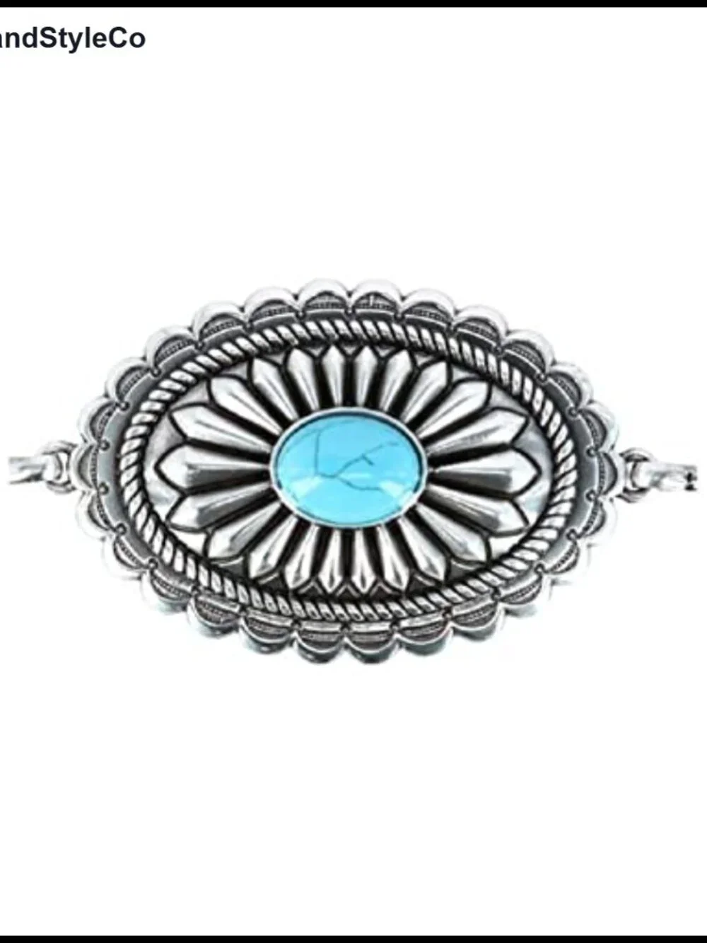 Women's Western Concho Belt with Tooled Metal Conchos and Turquoise Stones